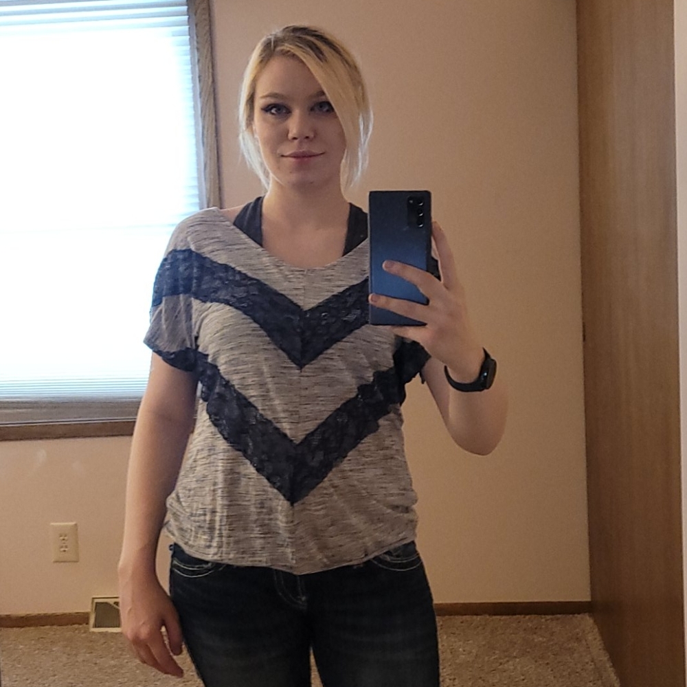 Blue lace grey soft loose fit maurices tee